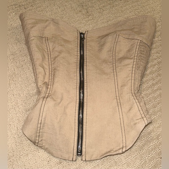 Tan Zara zipper bustier top - Picture 2 of 3